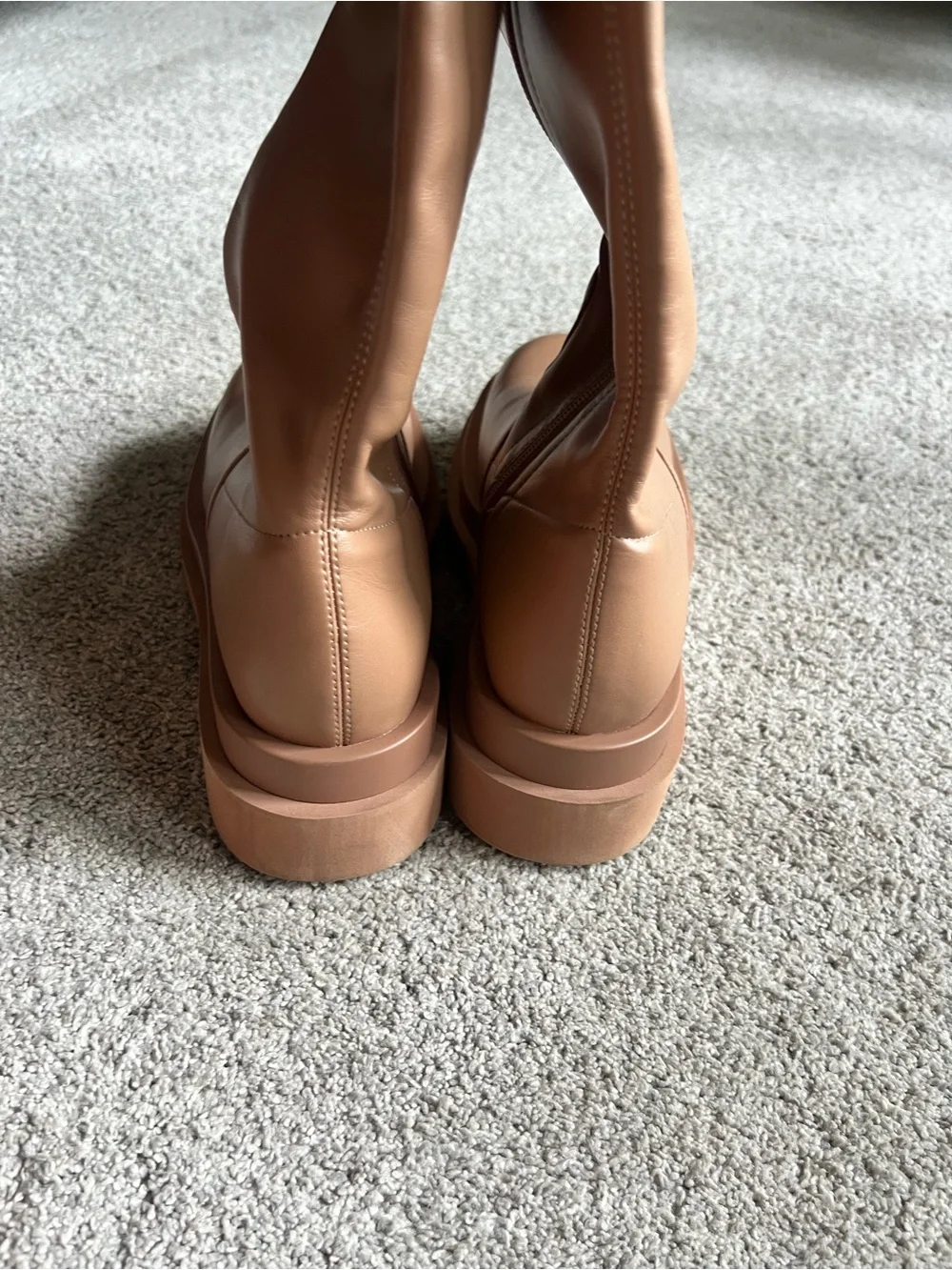 Jeffrey Campbell Size 7.5 Tanked Over the Knee Boot Tan Platform Boots Wore 1X